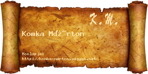 Komka Márton névjegykártya